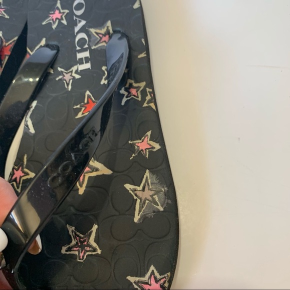 Coach Abigail Black Stars Flip Flop Thong Sandals - Picture 5 of 12